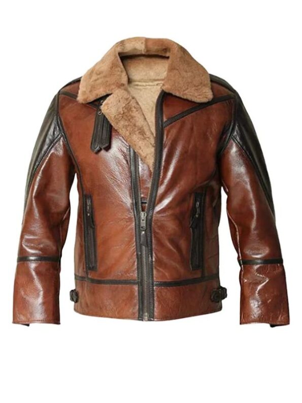 men's b3 aviator brown shearling leather jacket.