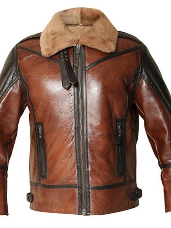 men's b3 aviator brown shearling leather jacket