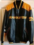 Black Iowa Hawkeyes Varsity Leather Jacket