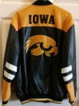 Black Iowa Hawkeyes Varsity Leather Jacket