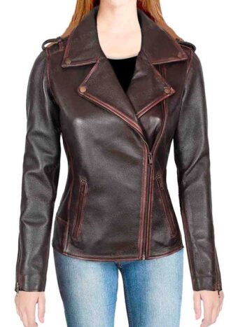 Chocolate Women Leather Jacket .