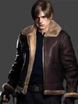 Leon Kennedy Resident Evil 4 Remake Shearling Jacket