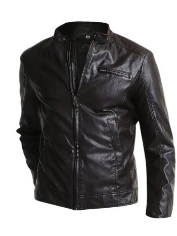 Mark Black Leather Racer Jacket