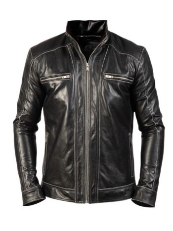 Men Hudson Black Biker Jacket