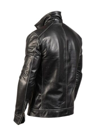 Men Hudson Black Biker Jacket.