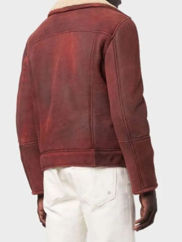 Men’s Aviator Burgundy Leather Jacket.