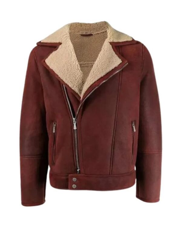 Men’s Aviator Burgundy Leather Jacket