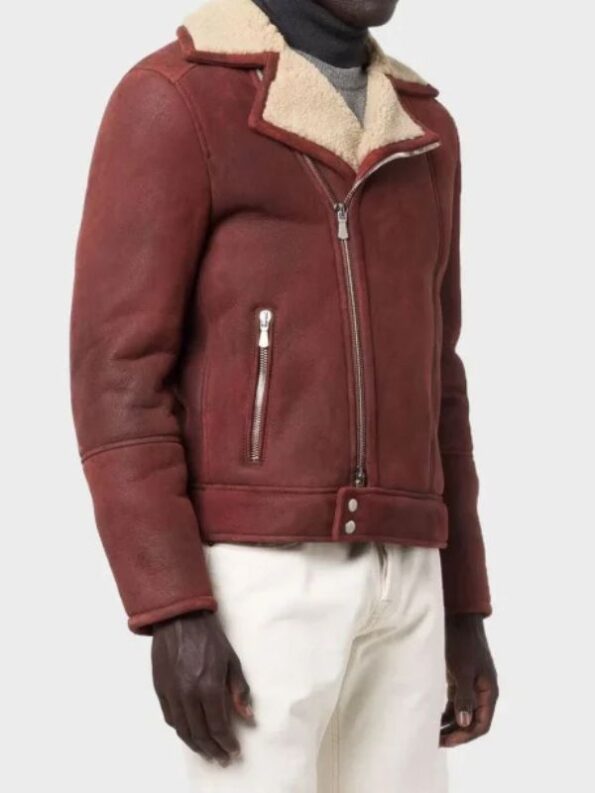 Men’s Aviator Burgundy Leather Jacket,