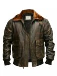 Men’s G-1 Flight Distressed Brown Aviator Jacket.