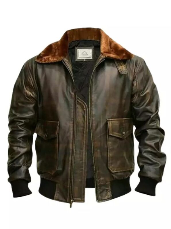 Men's G-1 Flight Distressed Brown Aviator Jacket.