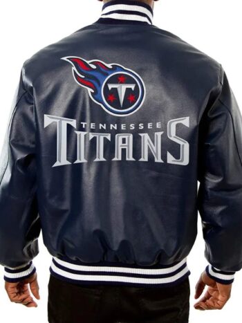 Tennessee Titans Navy Blue Varsity Leather Jacket