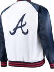 White and Navy Clean-Up Hitter Atlanta Braves Satin Jacket.