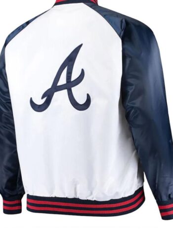 White and Navy Clean-Up Hitter Atlanta Braves Satin Jacket