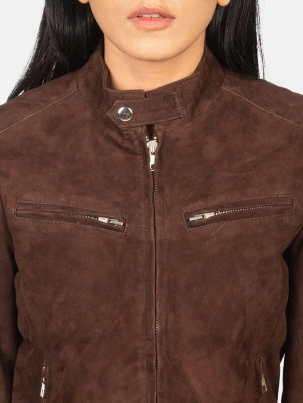 Zenna Mocha Suede Bomber Jacket. (2)