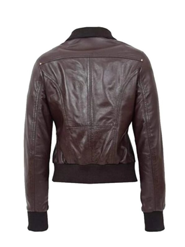 Women’s Brown Leather Bomber Jacket